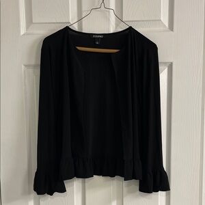 Roz & Ali Elegant Black Ruffle Sleeve Blazer